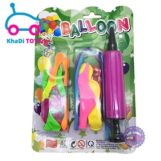 Vỉ đồ chơi ống bơm & bong bóng Balloon bằng nhựa - KhaDiTOYS