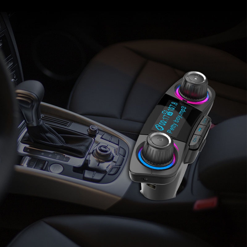 Tẩu Sạc Hai Cổng USB Kiêm Máy Nghe Nhạc MP3 Kết Nối Bluetooth 5.0 Và Đài FM Dùng Trong Xe Hơi