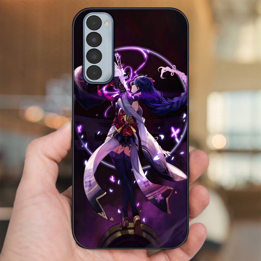 Ốp lưng Oppo Reno 4 Pro viền đen in hình Raiden Shogun Genshin Impact