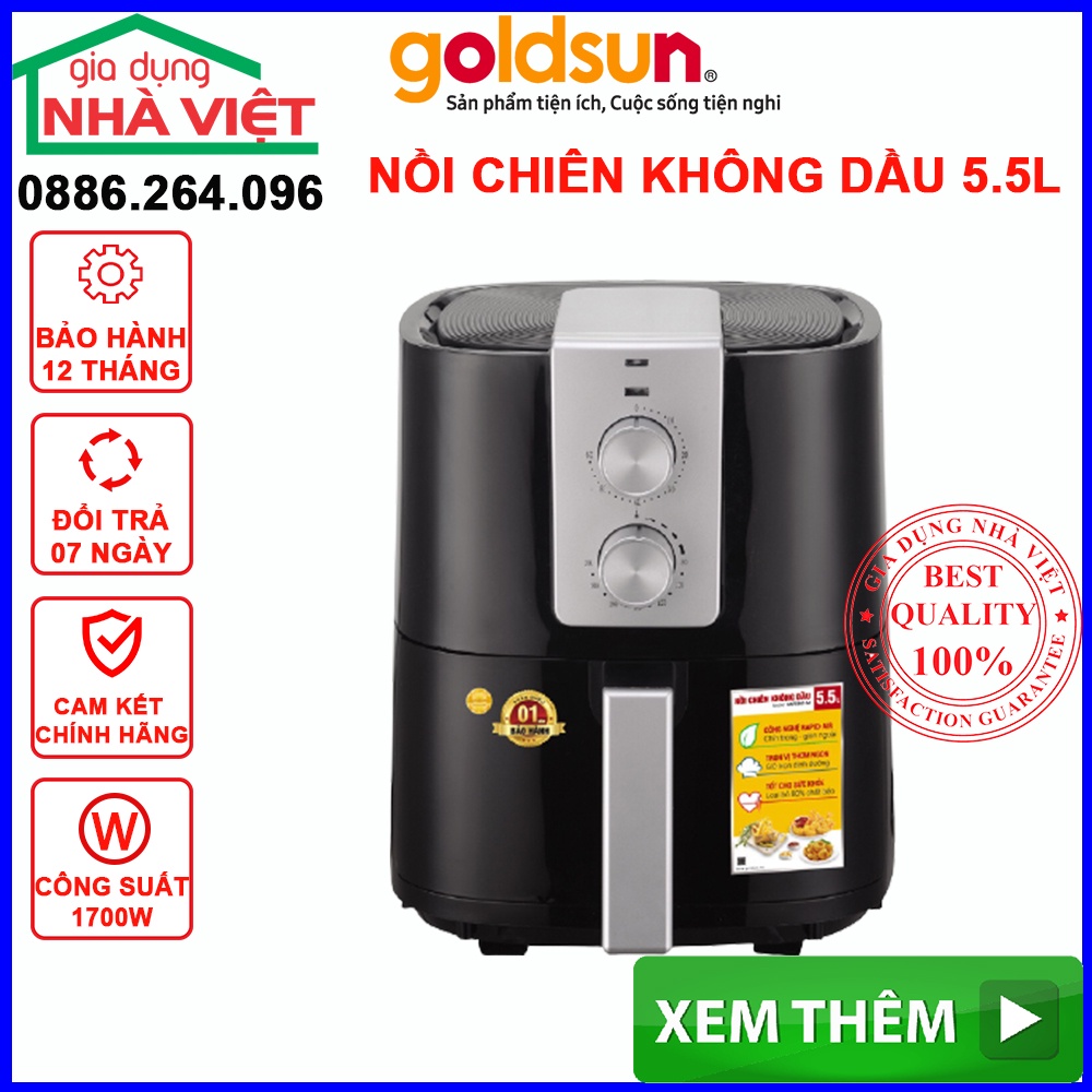 Nồi chiên không dầu Goldsun, nồi chiên ko dầu GAF5841-M bảo hành 12 tháng lỗi đổi mới 07 ngày mã 10101530