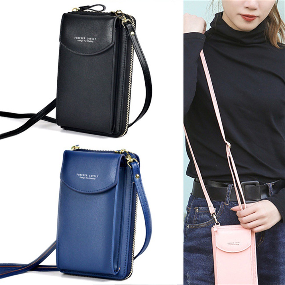 Túi Đeo Chéo Mini Bằng Da Pu Đựng Điện Thoại Nhiều Màu Tiện Dụng Cho Nữ