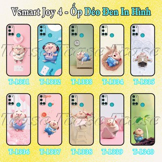 Ốp lưng Vsmart Joy 4 - Ốp dẻo đen in hình Chú heo hồng cute
