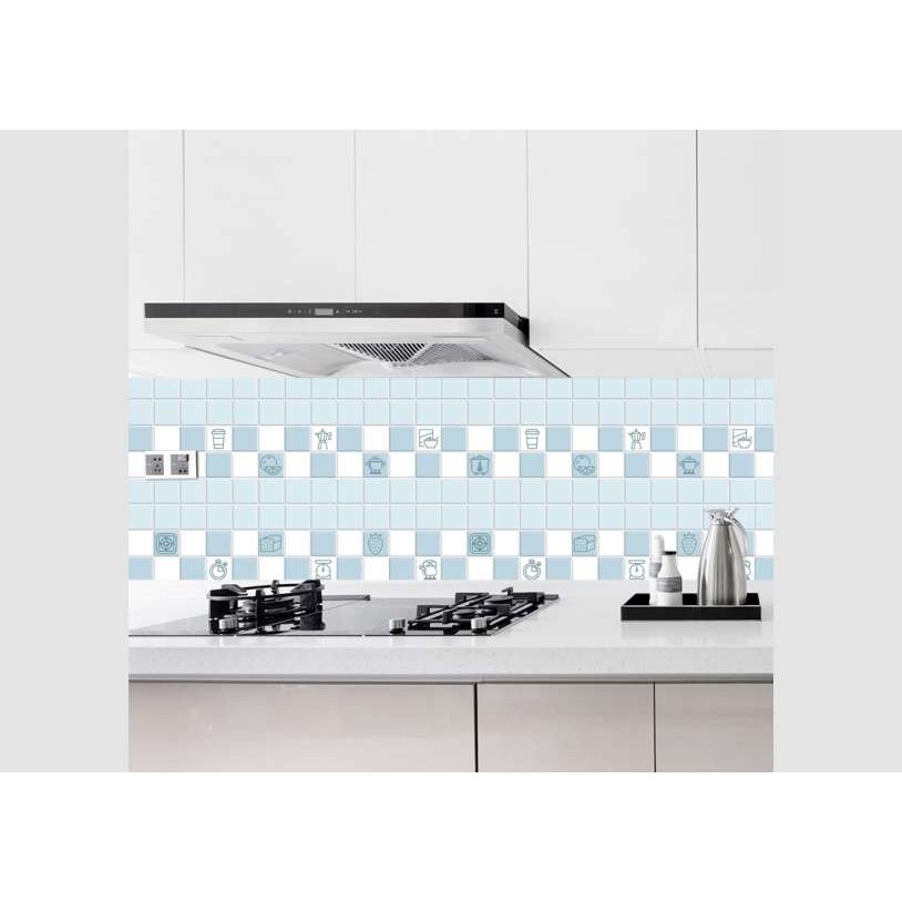 Decal dán bếp tráng nhôm Ô HÌNH XANH khổ rộng 60cm