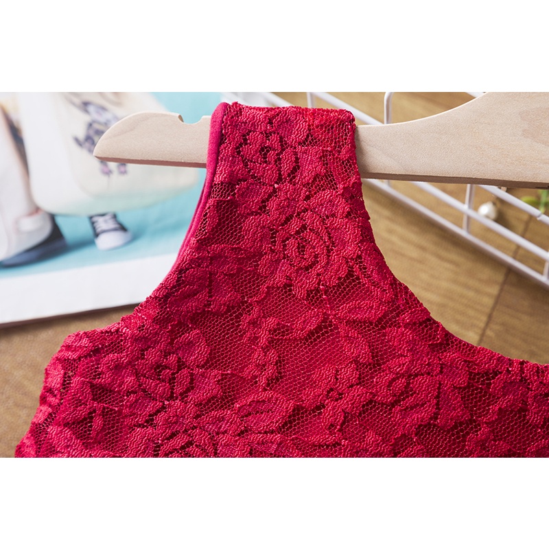 Đầm Ren Không Tay Thêu Hoa Hồng Cho Bé Gái 1-6 Tuổi