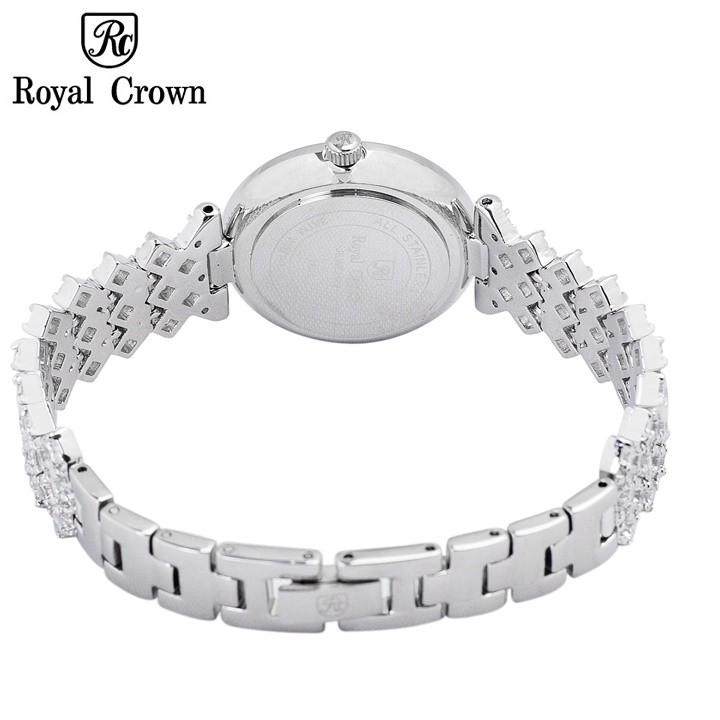 Đồng hồ nữ chính hãng Royal Crown Italy 2601 dây đá vỏ trắng mặt đen