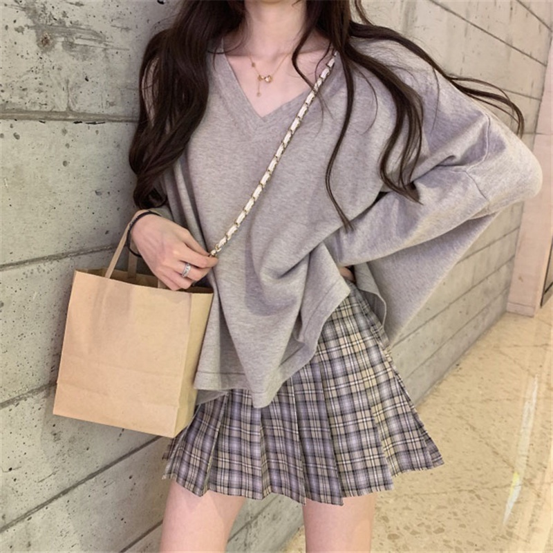 Jiashuchengv Áo Thun Nữ Tay Dài Dáng Rộng Phong Cách Hàn Quốc Dễ Phối Đồ