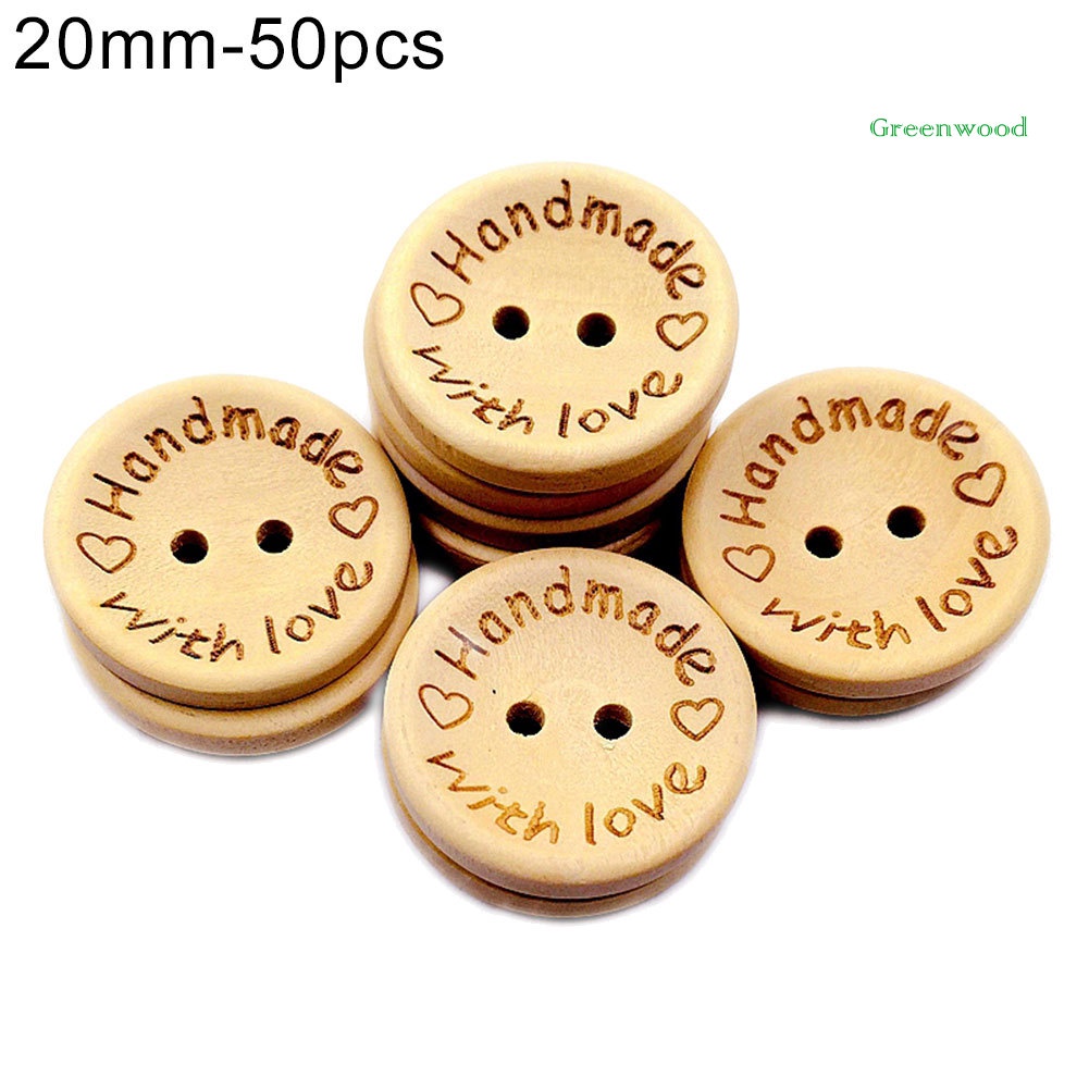 Set 50 nút gỗ khắc chữ handmade trang trí quần áo