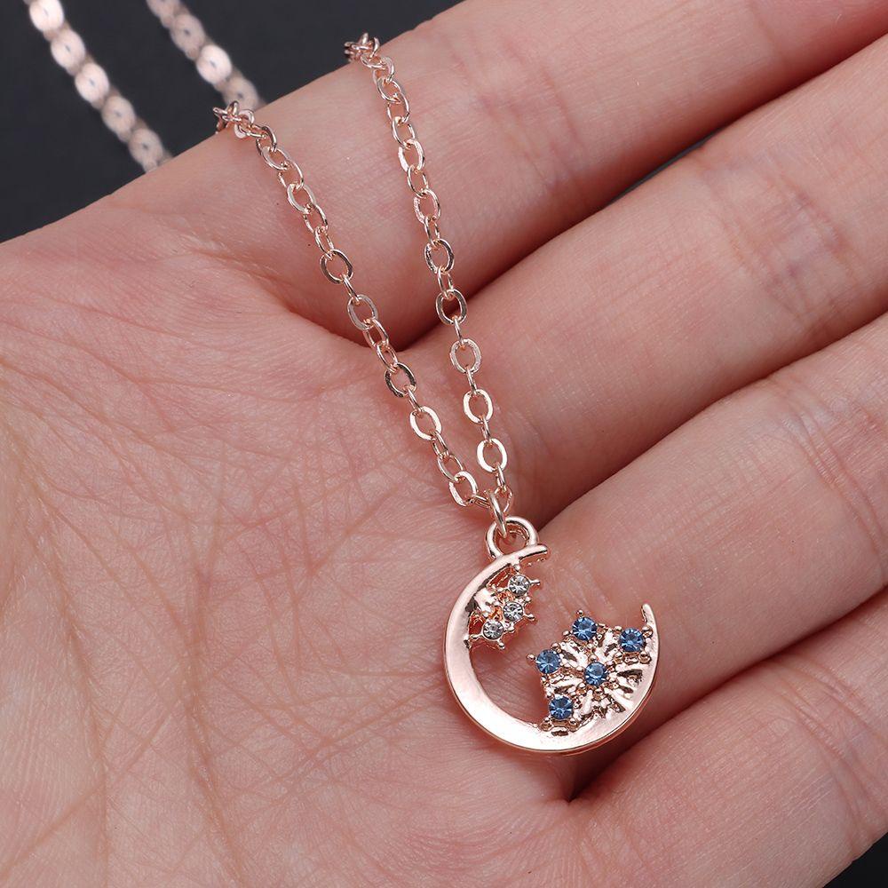 BORAG Vòng cổ MặT Trăng Ngôi Sao ĐíNh Kim Cương Giả ThờI Trang