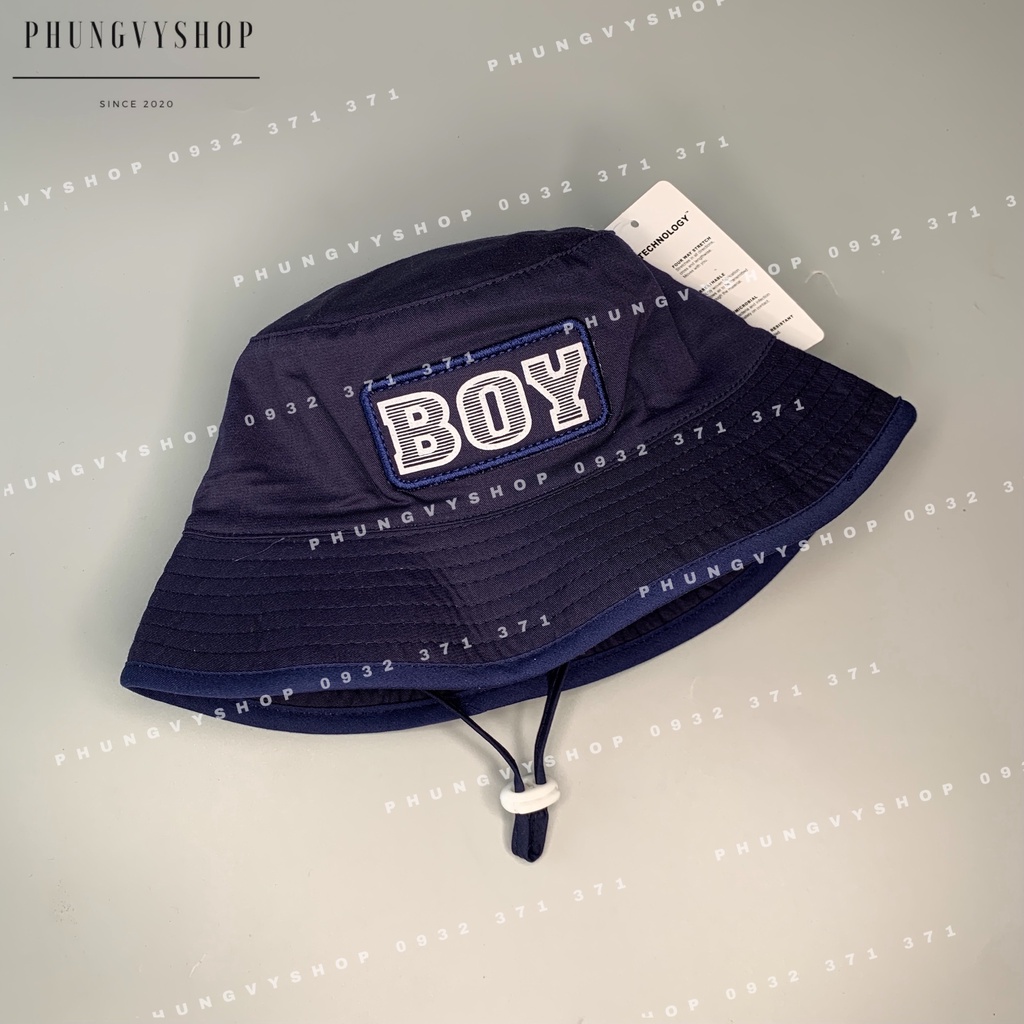 (Bé 2-4 tuổi/ Vòng đầu 51cm) Mũ bucket dễ thương thêu BOY TRƠN- Nón trẻ em