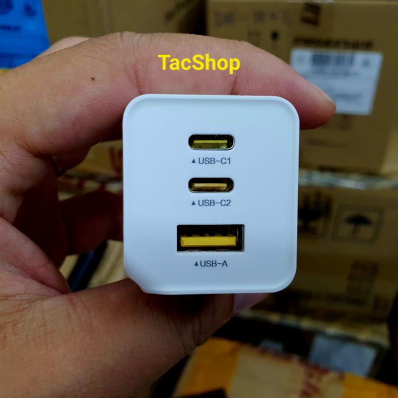 Cốc sạc nhanh Pisen Pro GaN 65W Type-C TS-C137 3 cổng sạc 2x PD , 1x QC4.0 Chính Hãng - BH 12 Tháng