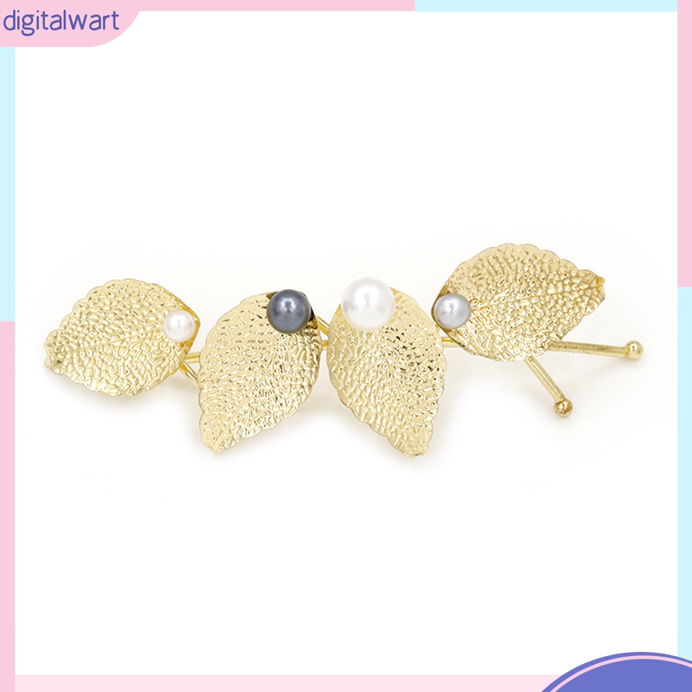 Trâm Cài Tóc Hình Chiếc Lá Đính Ngọc Trai Nhân Tạo Sang Trọng Dành Cho Nữ