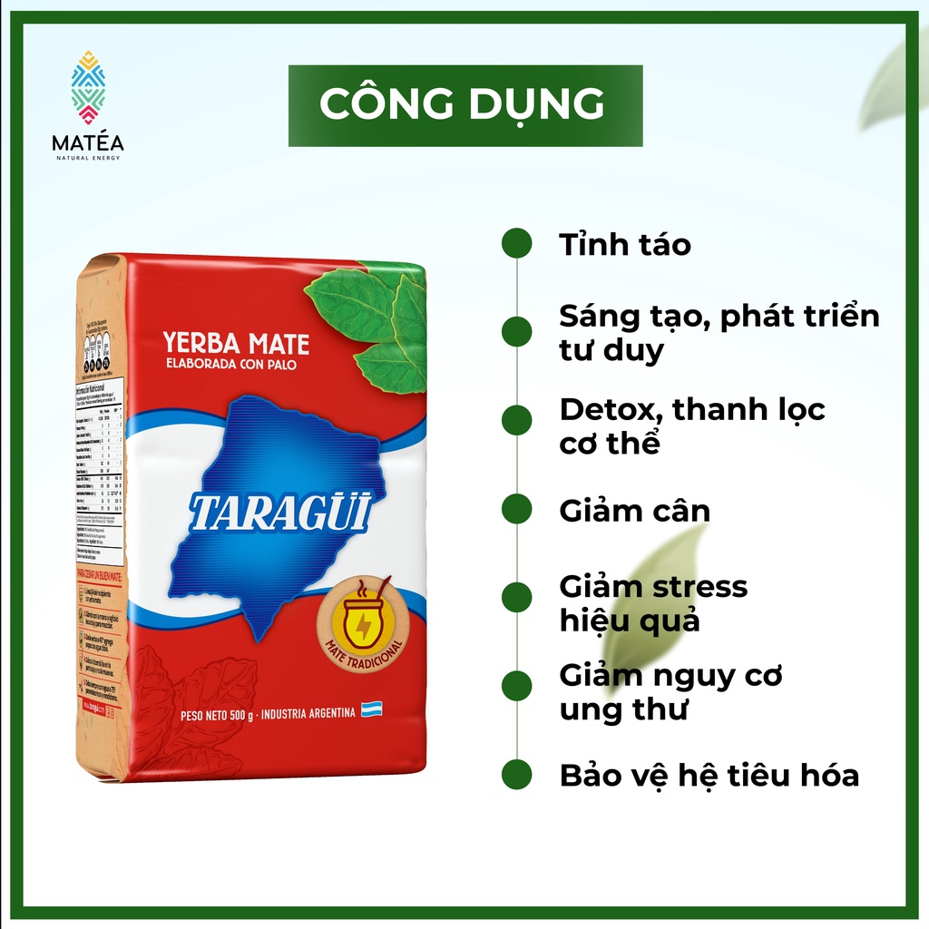 [Độc quyền] Trà TARAGUI Yerba Maté Original - Vị truyền thống + Free 10 túi lọc trà tái sử dụng