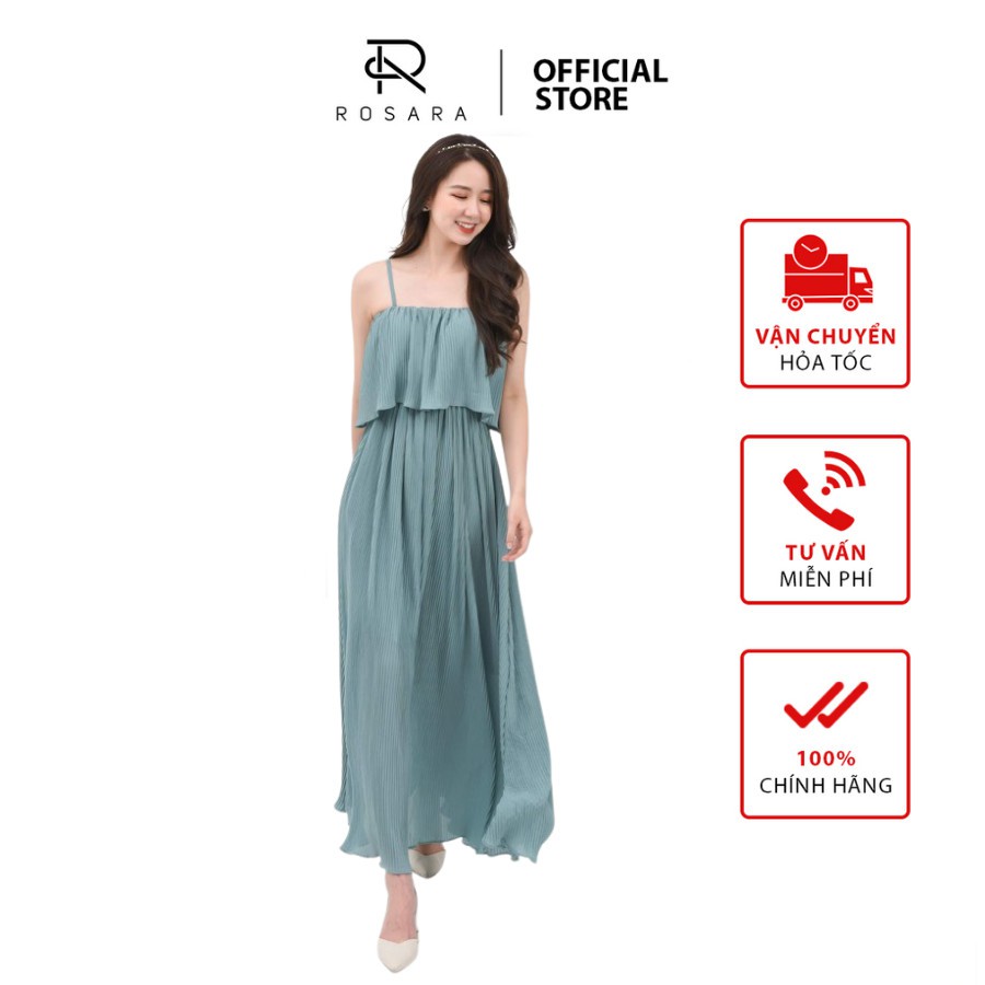 Váy đầm maxi đi biển 2 dây hở vai xoè rộng bigsize che bụng Rosara VM31 | BigBuy360 - bigbuy360.vn