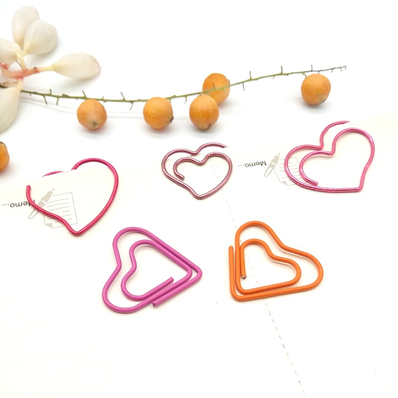 Set 100 kẹp giấy hình trái tim bằng kim loại tiện dụng