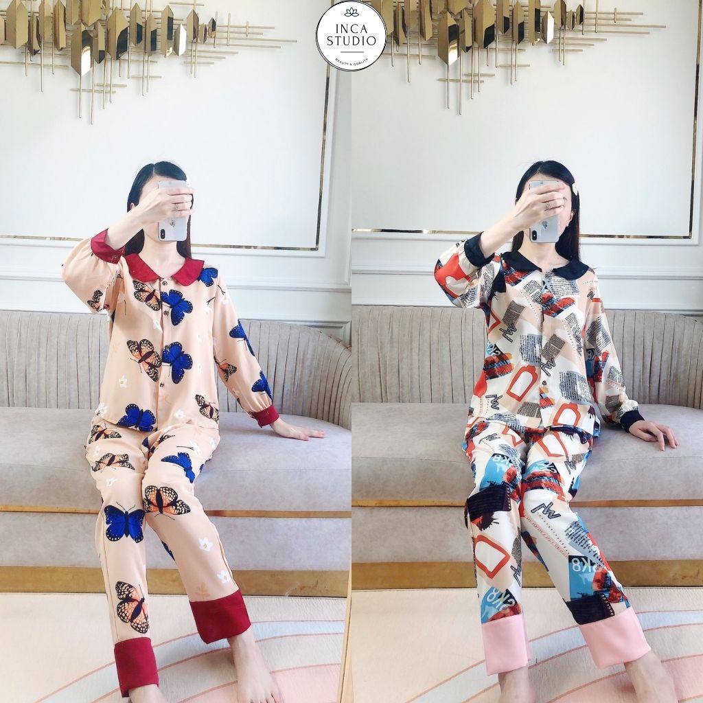 (Xả kho Loai 1- Có size) Đồ ngủ Pyjama lụa Mango cao cấp INCA 16- Chất Lụa thoáng mát, họa tiết siêu xinh