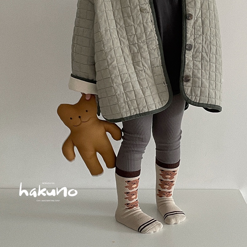 Set 3 đôi tất/vớ dài mùa đông hình gấu freesize cho bé 3-12 tuổi phong cách vintage Hàn Quốc chính hãng Kid's Socks