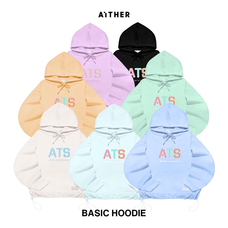 AITHERSTUDIO-ÁO Hoodie thêu Big Logo Form rộng
