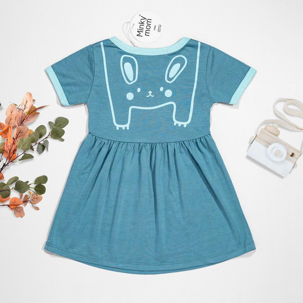 Váy/ đầm ngắn tay in hình thun lạnh mềm mịn mát cho bé gái từ 7-19kg