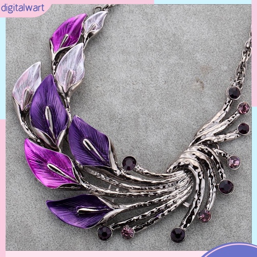 Bộ dây chuyền và khuyên tai hình lông công đính kim cương giả phong cách cổ điển