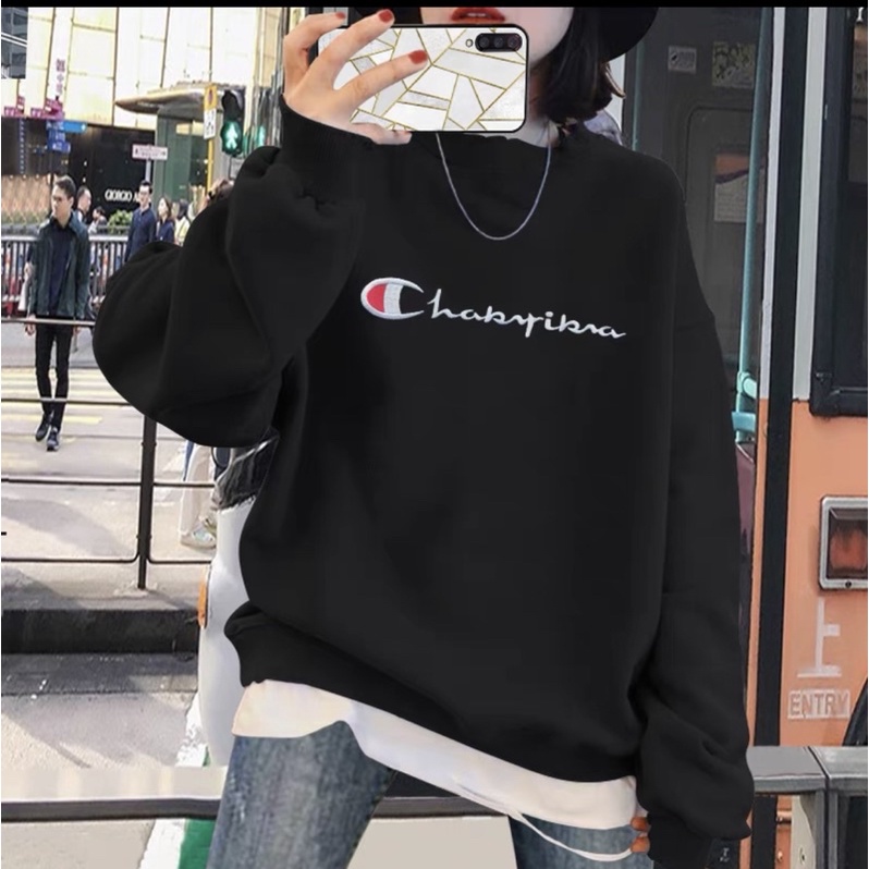 Áo Sweater Nỉ CHAMPION Chữ Thêu 🦋 Áo Thun Nam Nữ Dài Tay Dáng Rộng 🦋