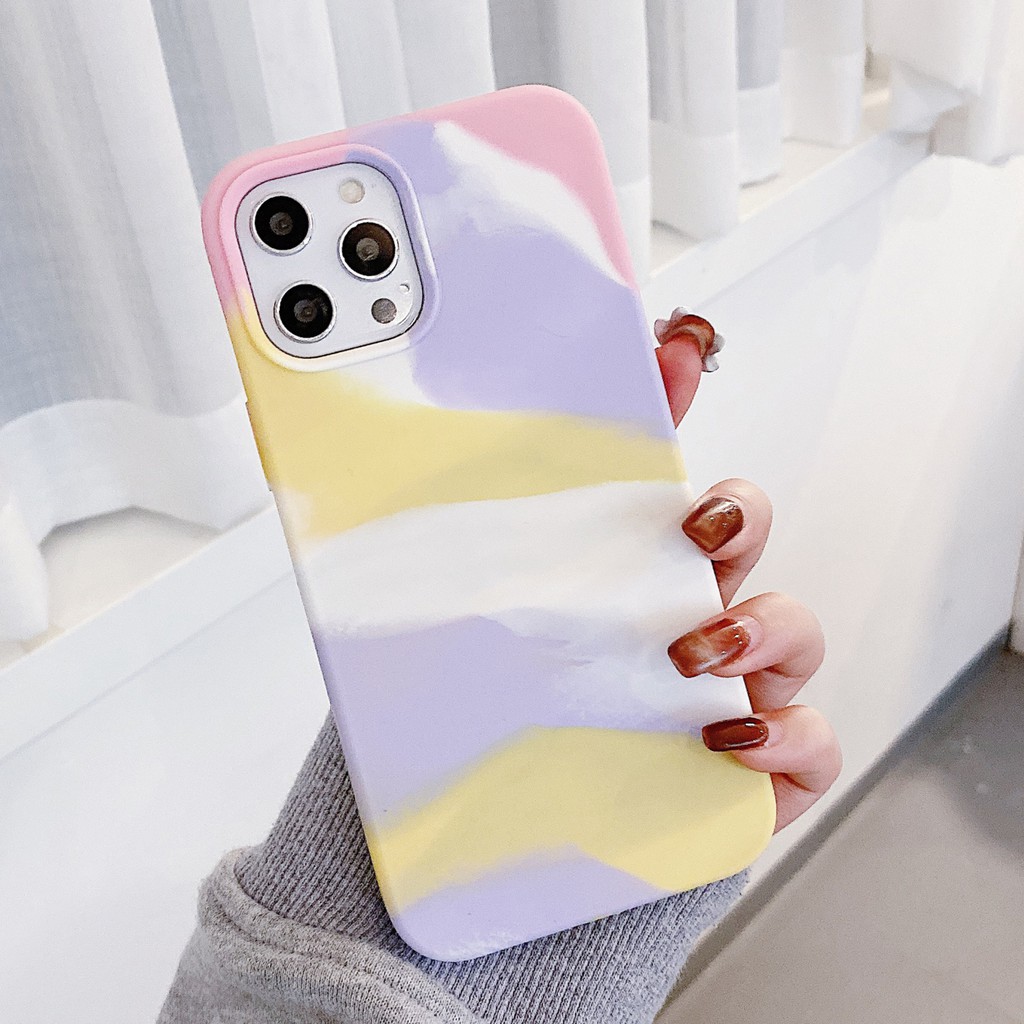 iPhone X XR Xs Max 8 7 Plus iphone 12 promax  Case Official Watercolor Not Liquid Silicone Soft iPhone Case