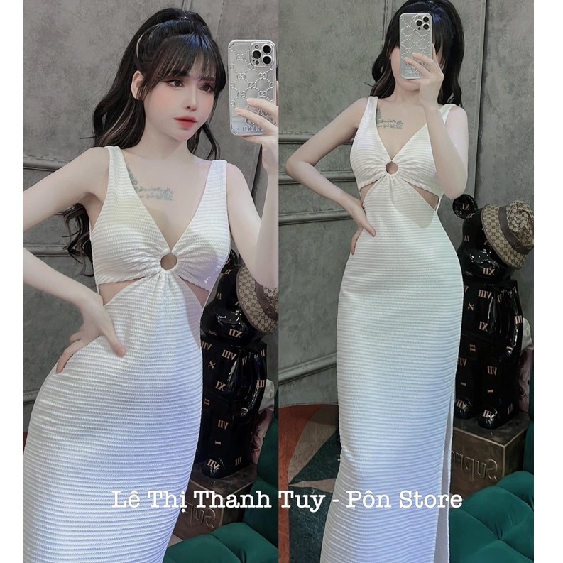 Đầm Ôm Body Dáng Dài Khoét Eo Xẻ Tà Dự Tiệc Đi Biển, Dạo Phố Sang Chảnh Thời Trang Hiết Kế Váy Nữ [xm M