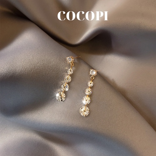 Bông Tai, Khuyên Tai dáng dài đính đá phong cách Hàn Quốc COCOPI Accessories - BT040