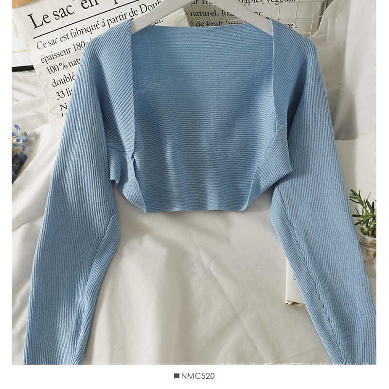 Áo Cardigan Dệt Kim Mỏng Tay Lỡ Dáng Ngắn Phong Cách Pháp Thời Trang Xuân Thu Hàng Mới