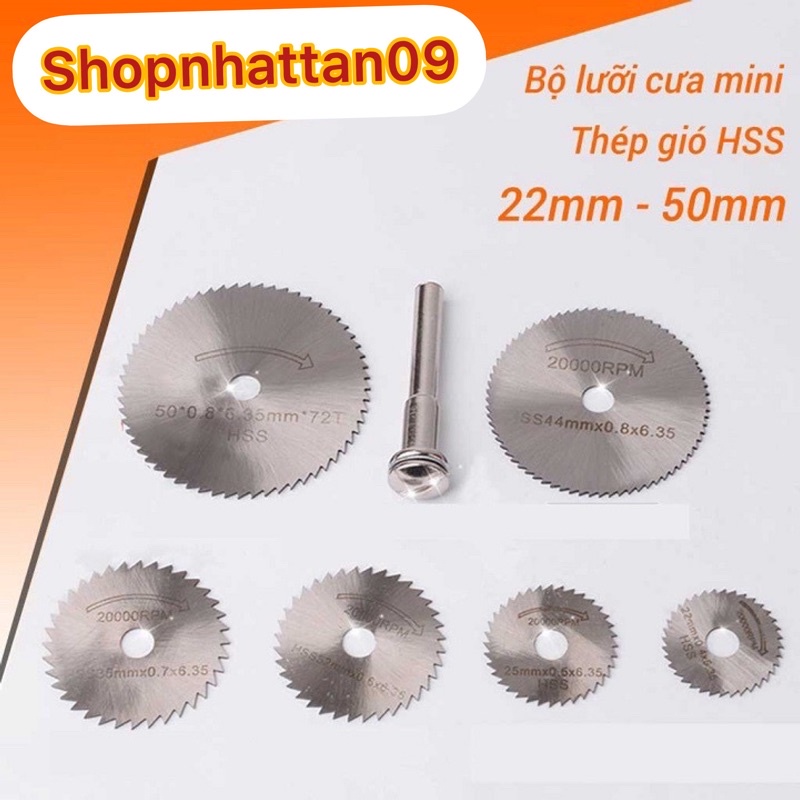 Bộ 6 lưỡi cưa mini cho máy khoan 22-50mm thép gió HSS