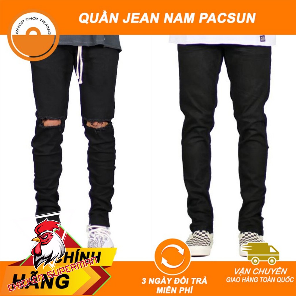 QUẦN JEANS ĐEN PHỐI ZIP PACSUN