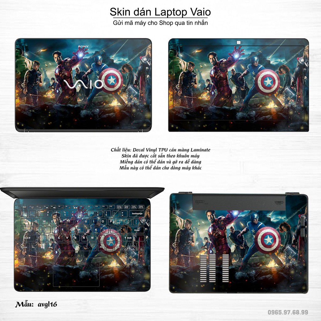 Skin dán Laptop Sony Vaio in hình Avenger _nhiều mẫu 4 (inbox mã máy cho Shop)