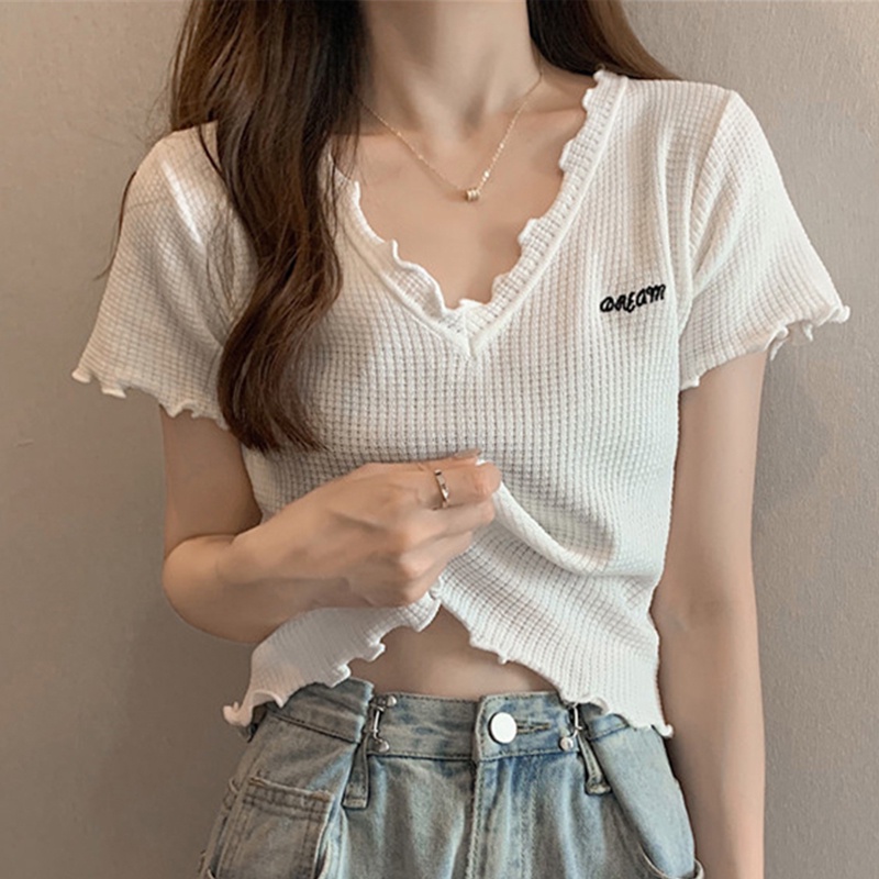 Zanzea Áo Nữ Dệt Kim Ngắn Tay Cổ Chữ V Thời Trang Hàn