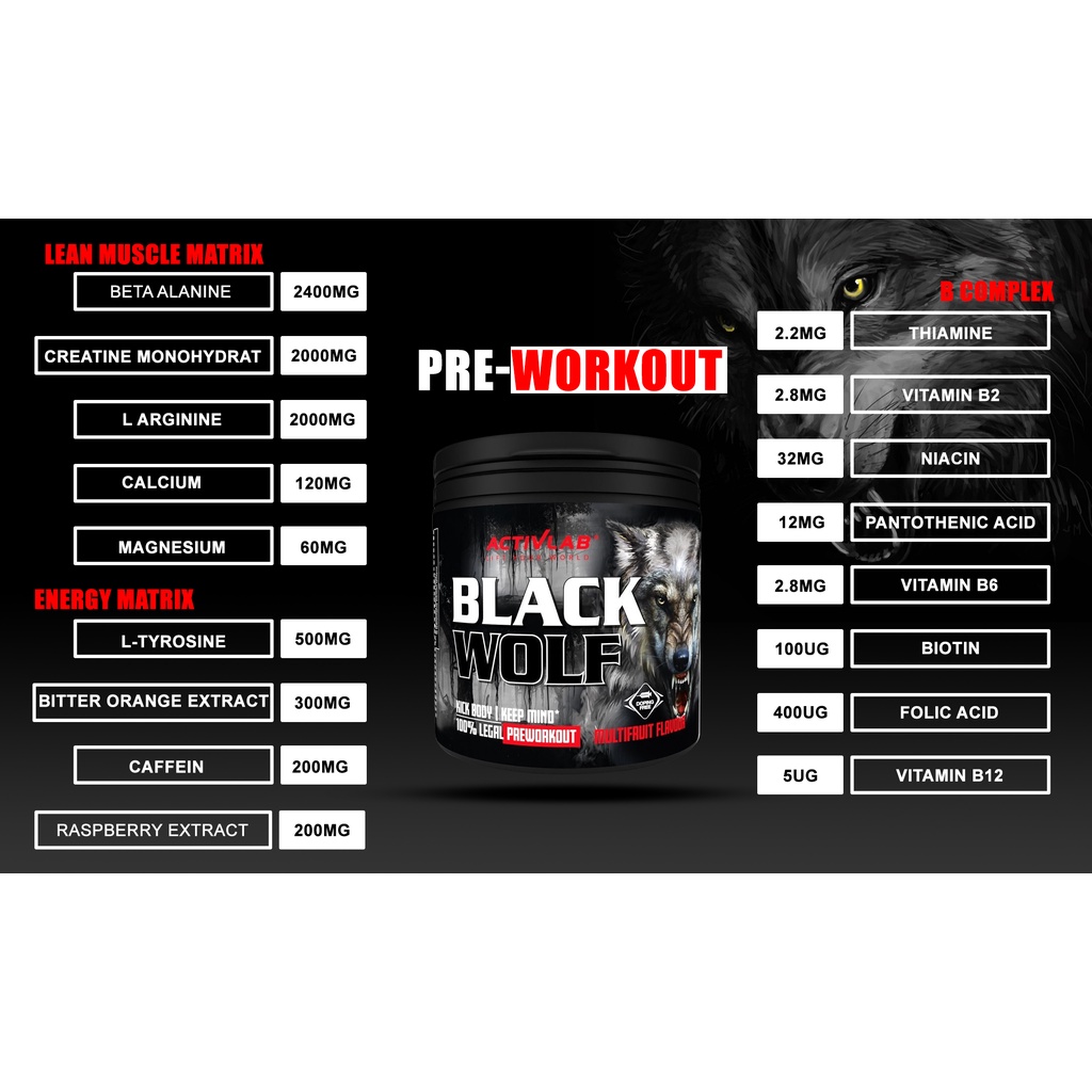Pre-Workout Black Wolf -Tăng Sức Mạnh Tối Đa Trong Tập
