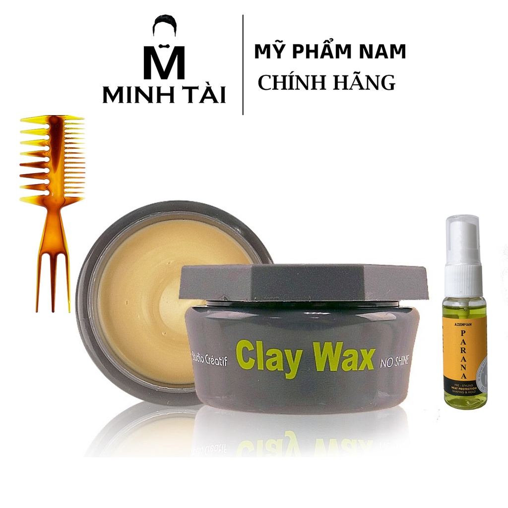 Sáp Vuốt Tóc Nam Clay Wax 100ml  + Xịt Dưỡng Tóc AZENMAN Parana 20ml + Lược Chải Tóc Texture