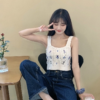 Áo croptop trắng hoa tím DA285