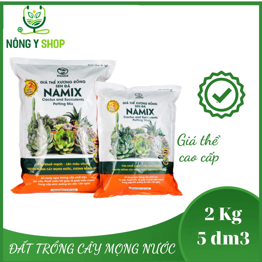 Đất trồng sen đá Namix túi 5dm3, giá thể trồng nha đam xương rồng, cây mọng nước
