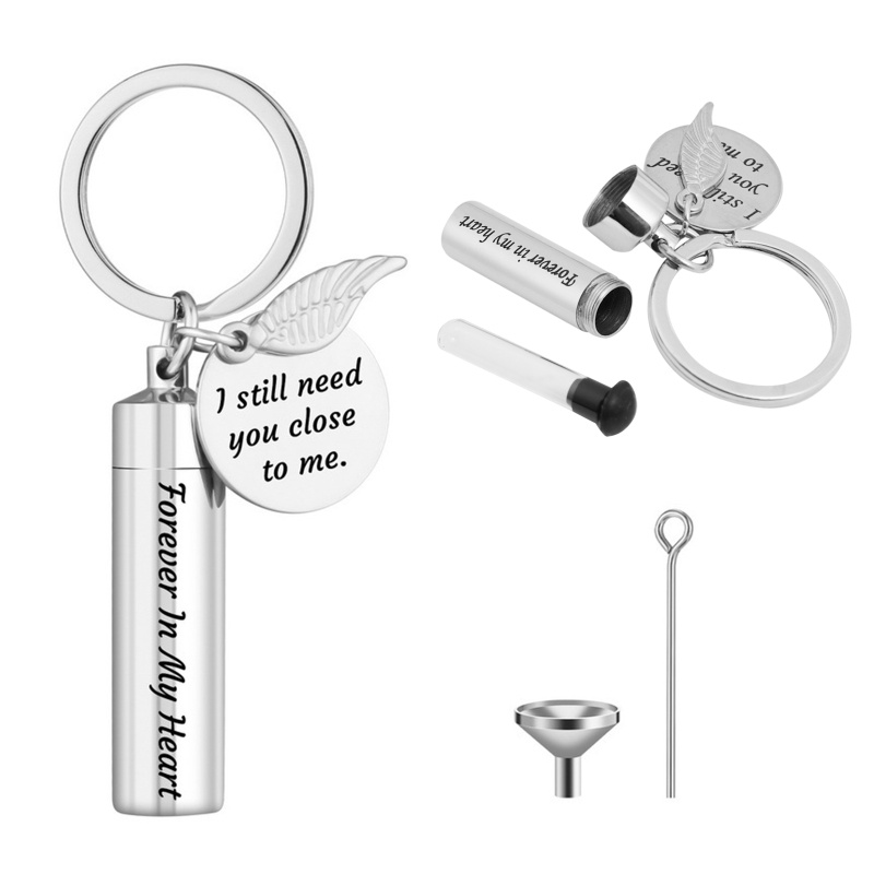 Móc Khóa Mặt Hình Cánh Thiên Thần Và Trái Tim Khắc Chữ YOUYO Forever In My Heart