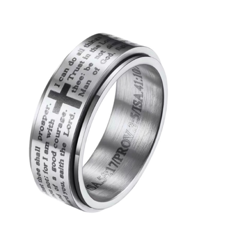 Nhẫn Đeo Tay Kim Loại Khắc Chữ Thời Trang Unisex