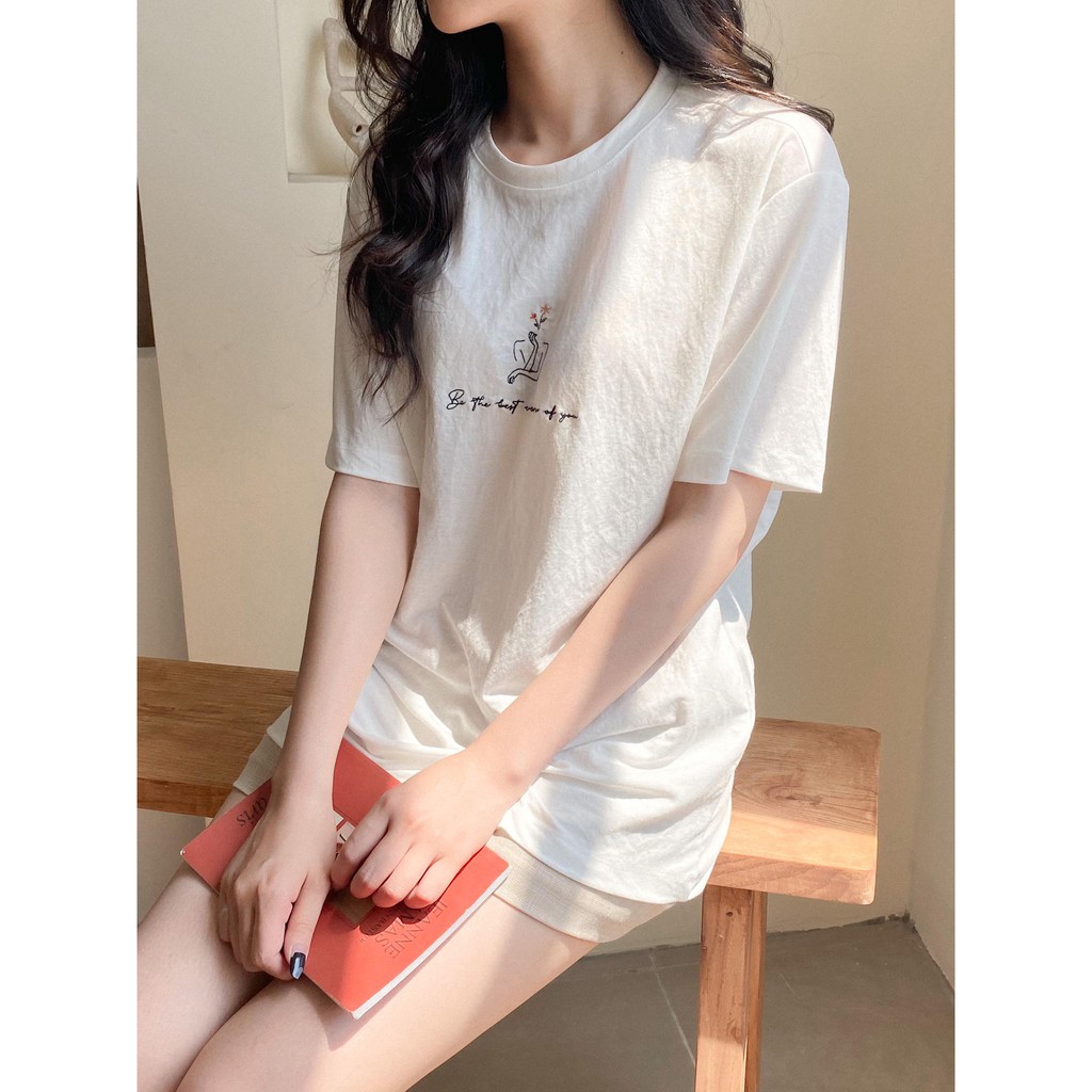 Áo thun thêu nữ MADELEN họa tiết cute chất Cotton lụa thoáng mát form Freesize | BigBuy360 - bigbuy360.vn