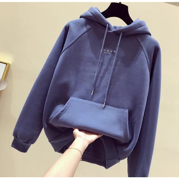 Áo hoodie nữ lót nỉ form rộng cá tính_A7019