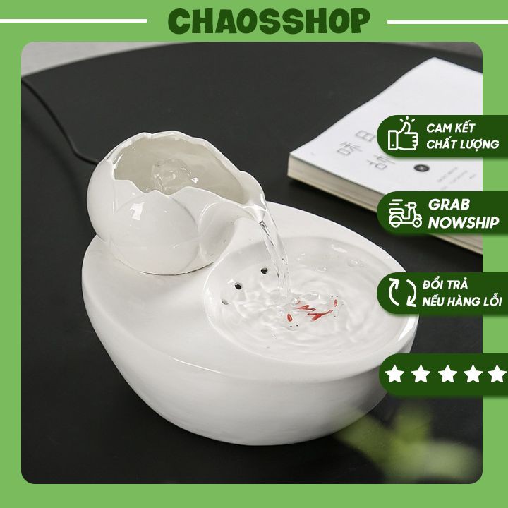 Thác nước phong thủy ⚡ Mẫu Mới ⚡ Thác nước hoa sen trắng và song ngư CHAOSSHOP