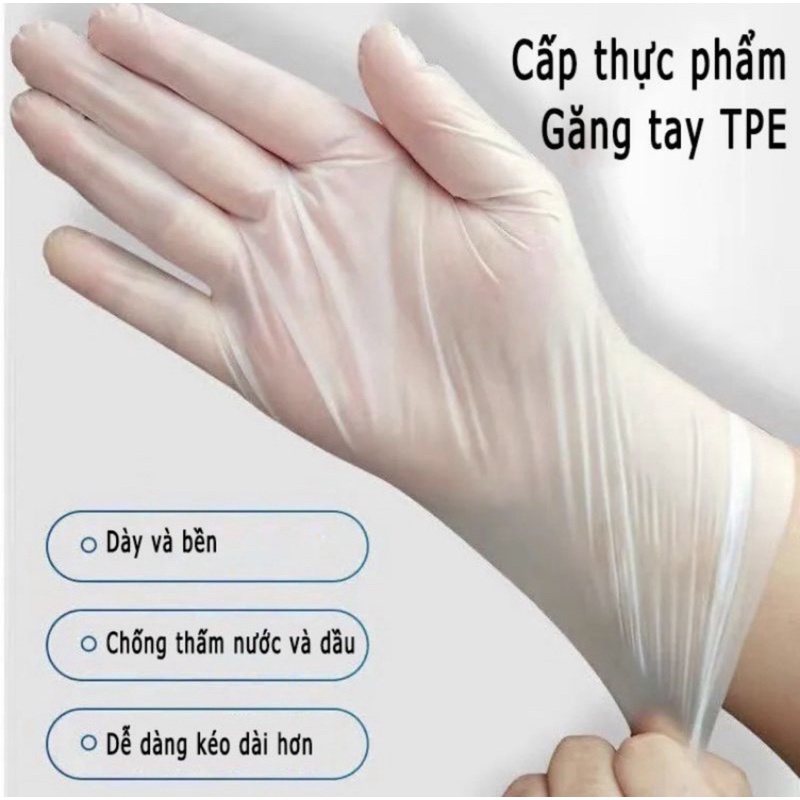 ( Hộp 100 cái ) Găng tay VictoriaBay găng tay cao su làm bếp vệ sinh siêu dai chất liệu TPE không mùi