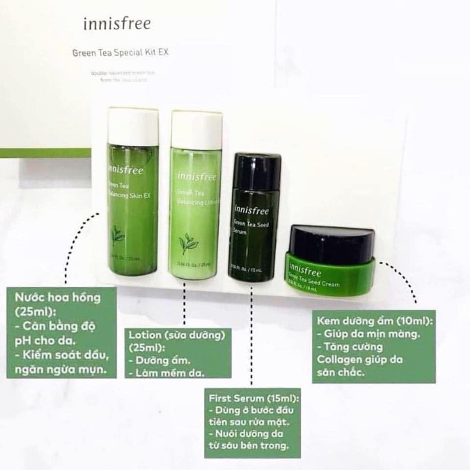 Bộ kit Innisfree trà xanh 4 món 25ml