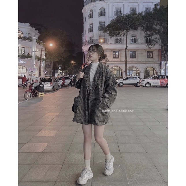 Áo Dạ Kẻ Dáng Dài/Ngắn Style Hàn Quốc | BigBuy360 - bigbuy360.vn