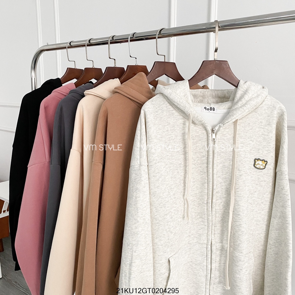 Áo khoác nỉ thêu logo bò vàng có nón thời trang ulzzang Hàn Quốc Fmstye Saigon 21KU12GT0204 | BigBuy360 - bigbuy360.vn