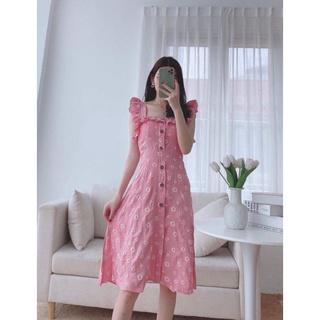 Đầm hoa cổ vuông 2