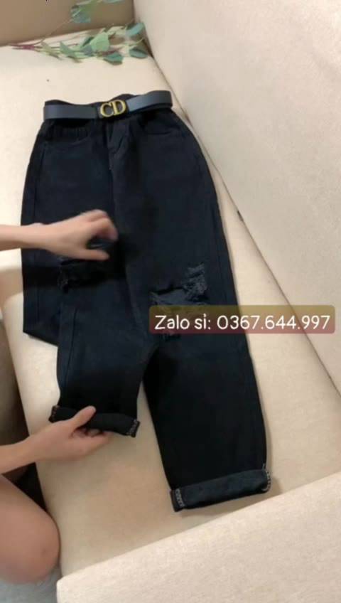 [ Chuyên Sỉ ] Quần baggy nữ lưng cao rách kiểu màu đen - Quần bò nữ rách phong cách bụi bặm cá tính - Jeans Fashion93 | BigBuy360 - bigbuy360.vn