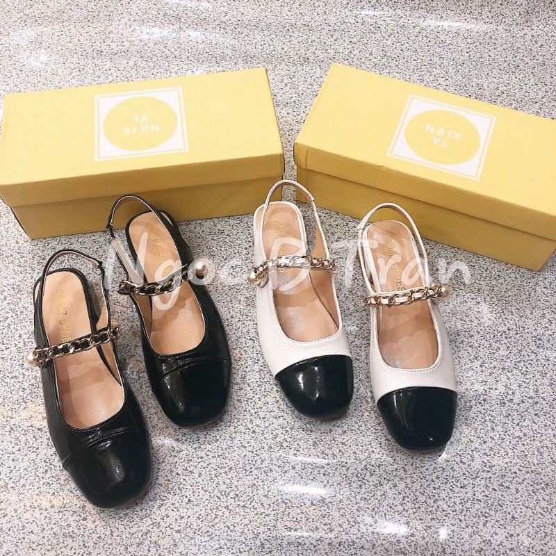 GIÀY BÚP BÊ XÍCH ĐÍNH NGỌC (gót cao 3cm)