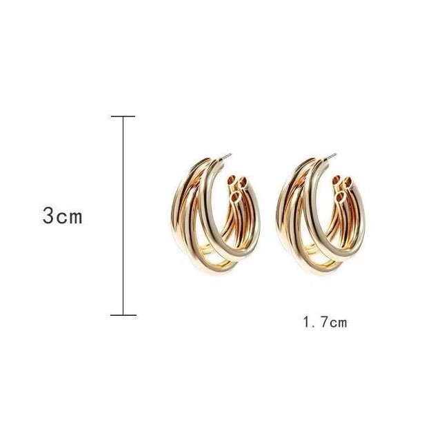 Khuyên tai nữ tròn Hàn Quốc bông tai nữ tròn 3 vòng cá tính BT26
