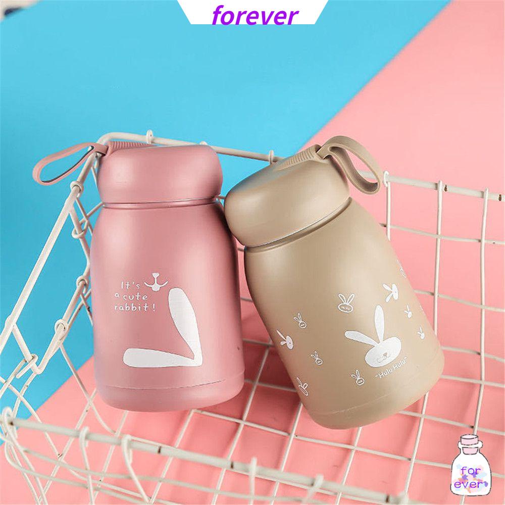 Bình giữ nhiệt bằng thủy tinh in hình thỏ hoạt hình dễ thương nhiều màu tùy chọn